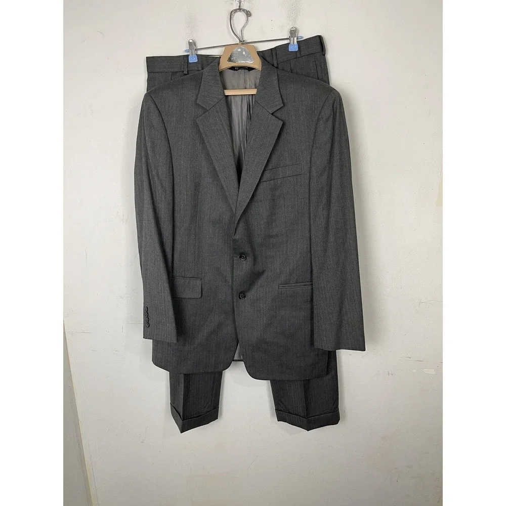Jos‎ A Bank Mens Suit 43 Gray Wool Signature Collection Blazer Pants 38 Wedding